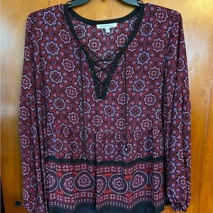 Lace up front, pin tuck shirt